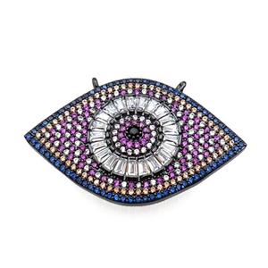 copper Eye pendant pave zircon, black plated, approx 25-40mm [FN29005]