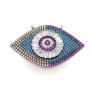 copper Eye pendant pave zircon, platinum plated, approx 25-40mm [FN29007]