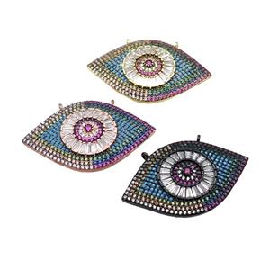 copper Eye pendant pave zircon, mixed, approx 25-40mm [FN29011]