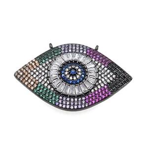 copper Eye pendant pave zircon, black plated, approx 25-40mm [FN29015]