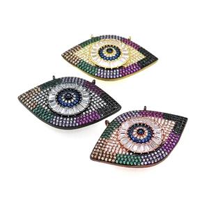copper Eye pendant pave zircon, mixed, approx 25-40mm [FN29016]