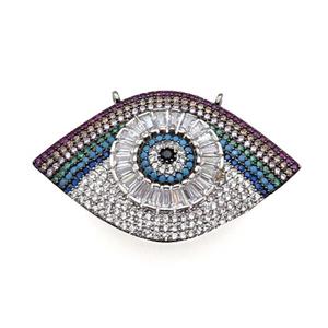 copper Eye pendant pave zircon, platinum plated, approx 25-40mm [FN29017]