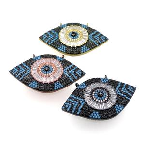 copper Eye pendant pave zircon, black plated, mixed, approx 25-40mm [FN29037]