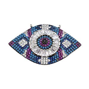 copper Eye pendant pave zircon, platinum plated, approx 25-40mm [FN29042]