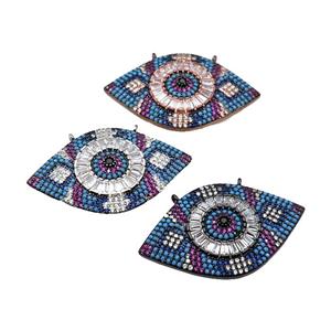 copper Eye pendant pave zircon, mixed, approx 25-40mm [FN29045]