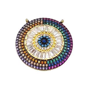 copper circle pendant paved zircon, gold plated, approx 25mm dia [FN29047]