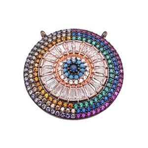 copper circle pendant paved zircon, rose gold, approx 25mm dia [FN29048]