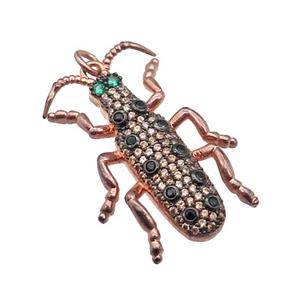 copper Ladybug pendant pave zircon, rose gold, approx 20-30mm [FN29058]