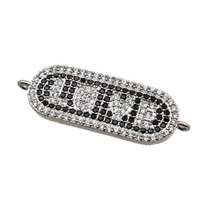 copper LOVE connector paved zircon, platinum plated, approx 11-27mm [FN29099]
