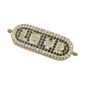 copper LOVE connector paved zircon, gold plated, approx 11-27mm [FN29100]