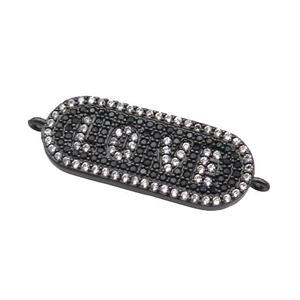 copper LOVE connector paved zircon, black plated, approx 11-27mm [FN29102]