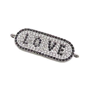 copper LOVE connector paved zircon, platinum plated, approx 11-27mm [FN29104]