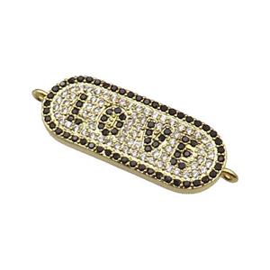 copper LOVE connector paved zircon, gold plated, approx 11-27mm [FN29105]