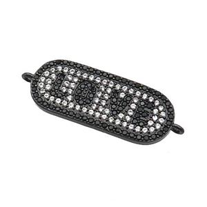 copper LOVE connector paved zircon, black plated, approx 11-27mm [FN29107]