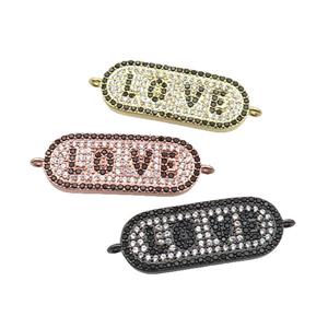 copper LOVE connector paved zircon, mixed, approx 11-27mm [FN29108]
