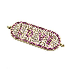 copper LOVE connector paved zircon, gold plated, approx 11-27mm [FN29110]