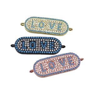 copper LOVE connector paved turq zircon, mixed, approx 11-27mm [FN29123]