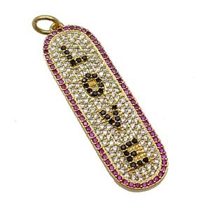copper LOVE pendant paved zircon, gold plated, approx 12-40mm [FN29125]