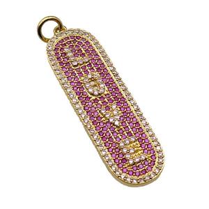 copper LOVE pendant paved zircon, gold plated, approx 12-40mm [FN29130]