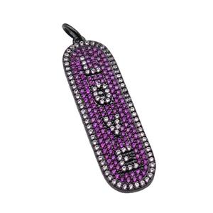 copper LOVE pendant paved zircon, black plated, approx 12-40mm [FN29132]