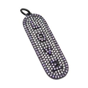 copper LOVE pendant paved zircon, black plated, approx 12-40mm [FN29142]