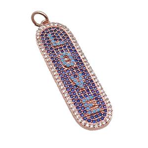 copper LOVE pendant paved zircon, rose gold, approx 12-40mm [FN29146]