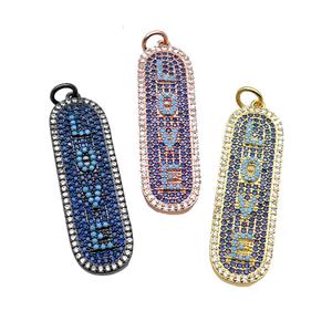 copper LOVE pendant paved zircon, mixed, approx 12-40mm [FN29148]