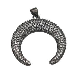 copper crescentmoon pendant pave zircon, black plated, approx 29mm [FN29178]