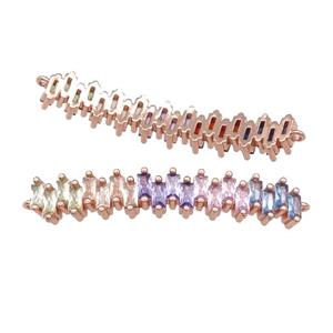 copper stick connector pave zircon, multicolor, rose gold, approx 7-40mm [FN29180]