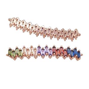 copper stick connector pave zircon, multicolor, rose gold, approx 7-40mm [FN29181]