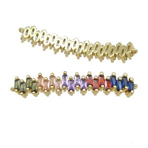 copper stick connector pave zircon, multicolor, gold plated, approx 7-40mm [FN29183]