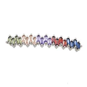copper stick connector pave zircon, multicolor, platinum plated, approx 7-40mm [FN29184]
