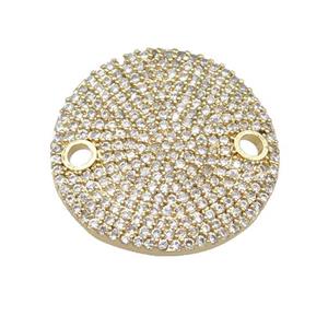 copper circle connector pave zircon, gold plated, approx 24mm dia [FN29193]