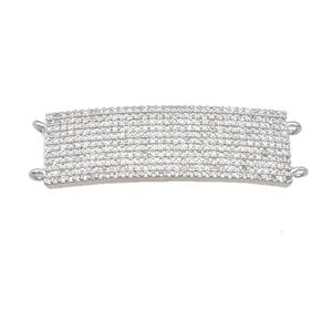 copper rectangle connector pave zircon, platinum plated, approx 14-40mm [FN29200]