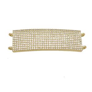copper rectangle connector pave zircon, gold plated, approx 14-40mm [FN29201]