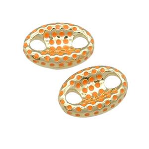copper connector with ornage enamel, pignose, gold plated, approx 12-18mm [FN29213]