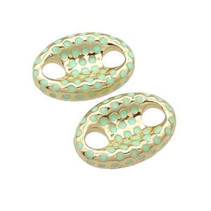 copper connector with lt.green enamel, pignose, gold plated, approx 12-18mm [FN29216]