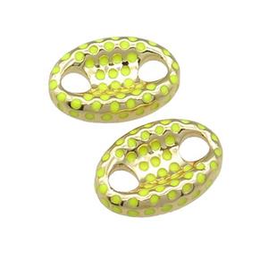 copper connector with yellow enamel, pignose, gold plated, approx 12-18mm [FN29217]