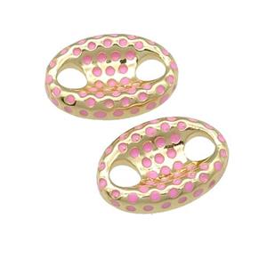 copper connector with pink enamel, pignose, gold plated, approx 12-18mm [FN29218]