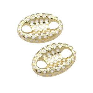 copper connector with white enamel, pignose, gold plated, approx 12-18mm [FN29219]