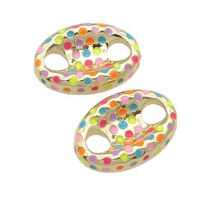 copper connector with enamel, multicolor, pignose, gold plated, approx 12-18mm [FN29221]