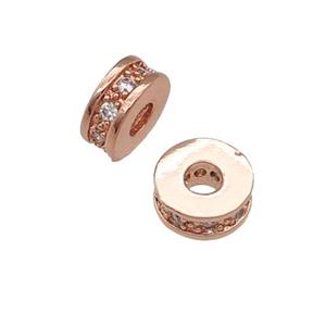 copper heishi beads pave zircon, rose gold, approx 7mm, 3mm hole [FN29227]