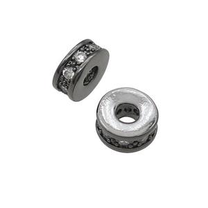 copper heishi beads pave zircon, black plated, approx 7mm, 3mm hole [FN29230]