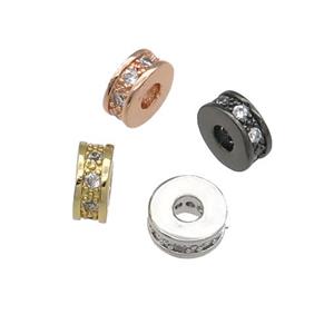 copper heishi spacer beads pave zircon, large hole, mixed, approx 7mm, 3mm hole [FN29231]