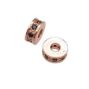 copper heishi beads pave zircon, rose gold, approx 7mm, 3mm hole [FN29232]
