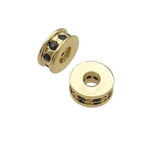 copper heishi beads pave zircon, gold plated, approx 7mm, 3mm hole [FN29234]