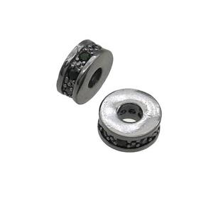 copper heishi beads pave zircon, black plated, approx 7mm, 3mm hole [FN29235]