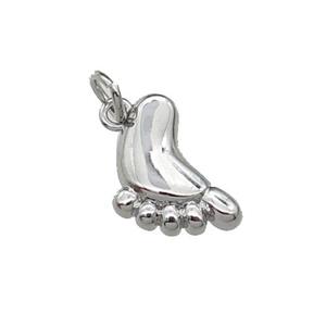 copper charm pendant, babyfeet, platinum plated, approx 11-12mm [FN29250]