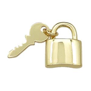 copper Lock-Key charm pendant, gold plated, approx 6-16mm, 11-15mm [FN29266]