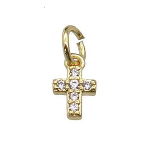 copper Cross pendant paved zircon, platinum plated, approx 5-8mm [FN29267]